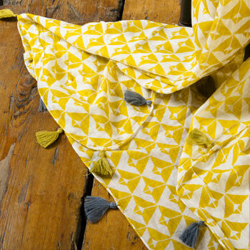 Mustard Geometric Print Scarf, 6 of 7