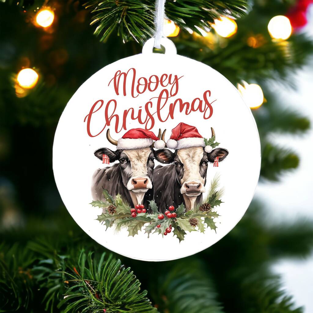 Christmas Animal Puns Cows Bauble By Floppsie Moppsie