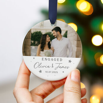 Personalised Engagement Ornament With Photo And Names, 5 of 8