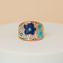 Sparkly Blue Flowers Chunky Ring, thumbnail 1 of 3