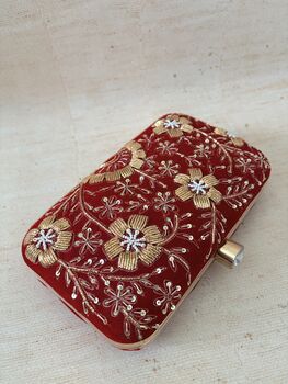 Indian Red Rectangular Clutch Bag, 8 of 10