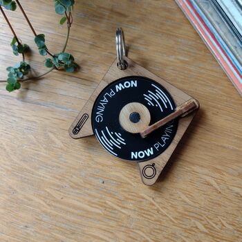 Mini Record Player Keyring With Spinning Disc, 2 of 6