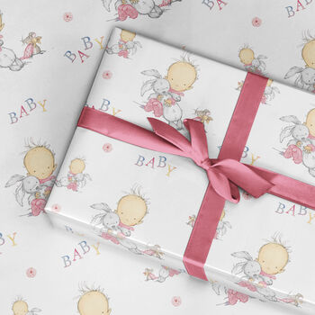 Baby Girls Pink Wrapping Paper, Folded Or Roll, 2 of 4