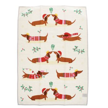 Personalised Festive Sausage Dog Tea Towel, 2 of 4