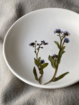 Real Pressed Forget Me Not Ceramic Trinket Dish, 4 of 4