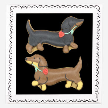 Biscuiteers Hand Iced Sausage Dogs In Love Letterbox Biscuits, 3 of 3