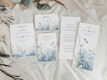 Dusty Blue Wildflower Wedding Invitations, 4 of 4