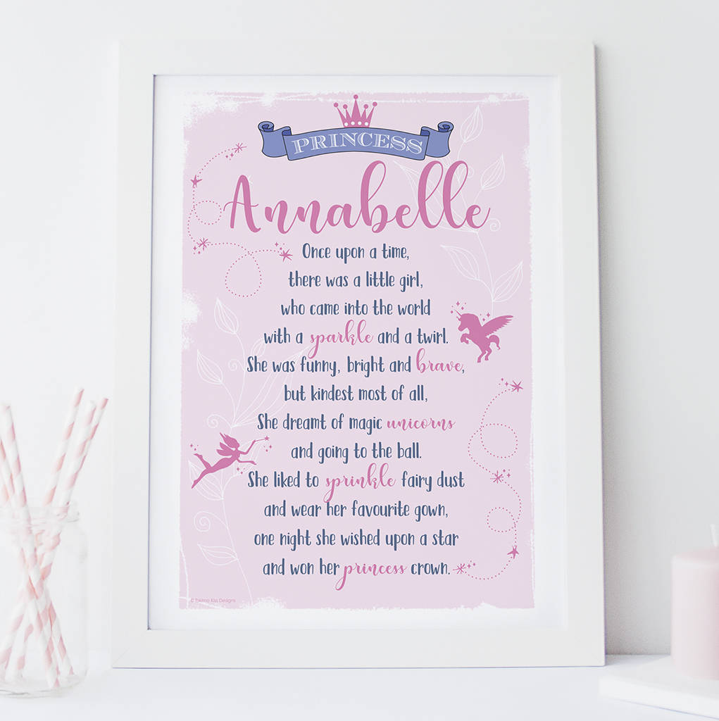 personalised princess name print by eskimo kiss designs