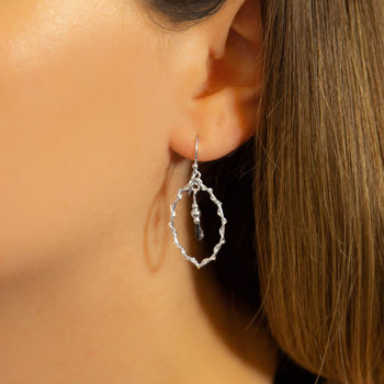 Sterling Silver Delicate Dangly Wire Oval Earrings, 3 of 4