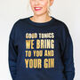 'Good Tonics We Bring' Gold Christmas Jumper, thumbnail 1 of 7