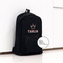 Black Personalised Name And Design Unisex Mini Backpack, thumbnail 2 of 4