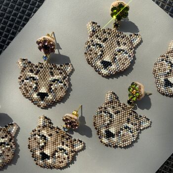 Hand Beaded Cheetah And Crystal Earrings, 2 of 7