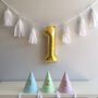 Pastel Triangle Party Hat With Number Balloon Garland, thumbnail 1 of 5