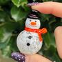 Hand Blown Glass Snowman With Orange Scarf, thumbnail 4 of 4