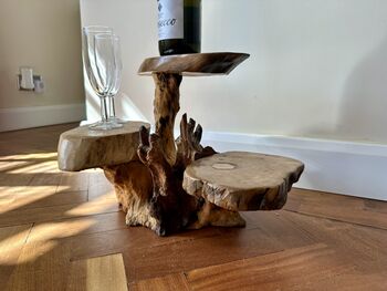 Varnished Teak Root Wooden Plant Multi Level Stand, 4 of 12