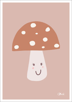 Toadstool Muted Colours Kids Room Art Print, 6 of 6