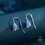 Sterling Silver Enamel Bluebell Flower Drop Hook Earrings, thumbnail 5 of 10