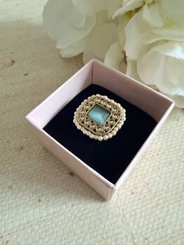 Gold Mint Green Adjustable Ring, 5 of 5