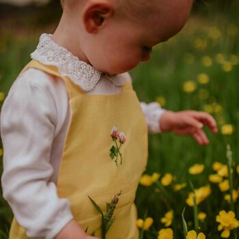Hand Embroidered Linen Romper With Clovers, 2 of 7