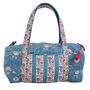 Block Printed Inky Blue And Pink Floral Stripe Quilted Duffle Bag, thumbnail 7 of 7