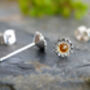 Orange Daisy Sapphire Stud Earring, thumbnail 2 of 4
