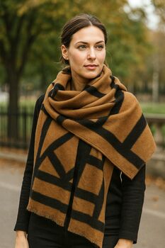 Brown And Black Geometric Shapes Scarf, 3 of 5