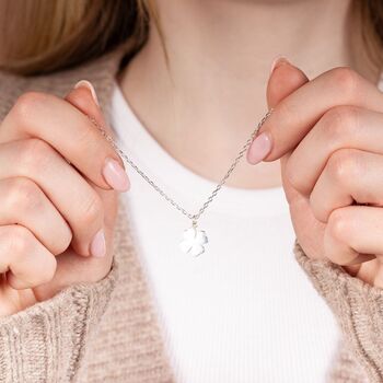 Four Leaf Clover Necklace Sterling Silver, 2 of 5