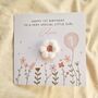 Personalised Baby Girl 1st Birthday Card 'Crochet Puff Flower', thumbnail 1 of 3