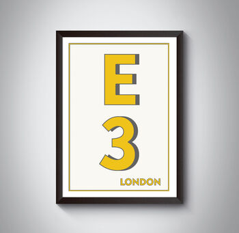 E3 Tower Hamlets, Newham London Postcode Print, 3 of 10