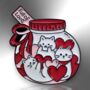 Mason Jar Of Cats And Hearts Valentine's Enamel Pin, thumbnail 3 of 8