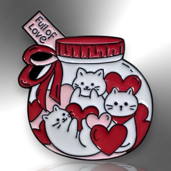 Mason Jar Of Cats And Hearts Valentine's Enamel Pin, 3 of 8