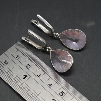 Rose Quartz Silver Teardrop Earrings, 5 of 5