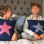 Navy Handmade Wool Cushion With Star, thumbnail 2 of 4
