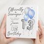 Personalised 13th Birthday Card For Grandson Balloons, thumbnail 1 of 7