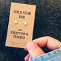 Teacher Gold Star Earrings, thumbnail 2 of 3