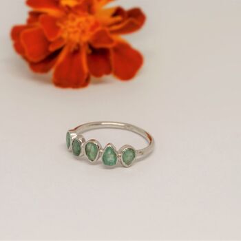 Emerald Sterling Silver Ring, 6 of 10