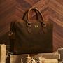 Personalized Leather Messenger Bag: 16 Inch Laptop Briefcase, Brass Hardware, thumbnail 8 of 11
