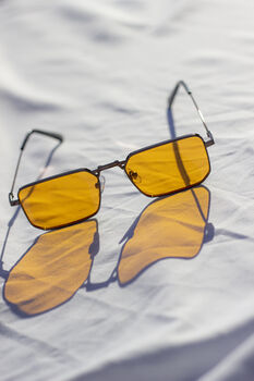 Orange Nose Bridge Angular Rectangle Aviator Sunglasses, 2 of 8