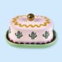 Pink And Green Cactus Design Butter Dish, thumbnail 2 of 3