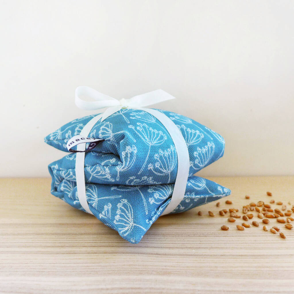 cow parsley wheat heat bag by charlotte macey