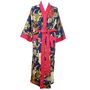 Ladies Blue Carnation Print Cotton Dressing Gown, thumbnail 7 of 7