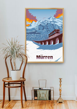 Mürren Ski Resort Switzerland Travel Poster Art Print, 4 of 7