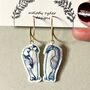 Penguin Head Down Liberty Print Embroidered Earrings, thumbnail 1 of 4