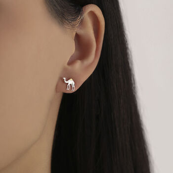 Dainty Camel Stud Earrings In Sterling Silver, 6 of 12