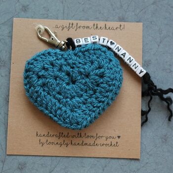 Personalised Crochet Heart Keyring Gift, 9 of 9