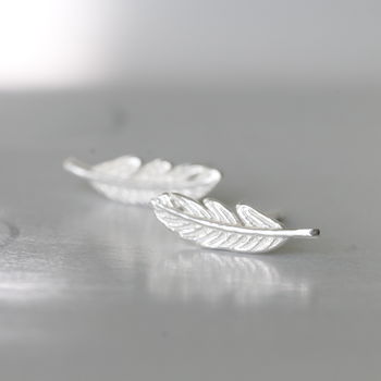 Sterling Silver Feather Earrings Studs, 4 of 5