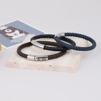 Personalised Leather Bangle For Men, 3 of 5