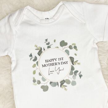 Happy First Mother's Day Eucalyptus Babygrow, 3 of 5