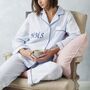 Women's White Cotton Personalised Pyjama Set, thumbnail 3 of 5