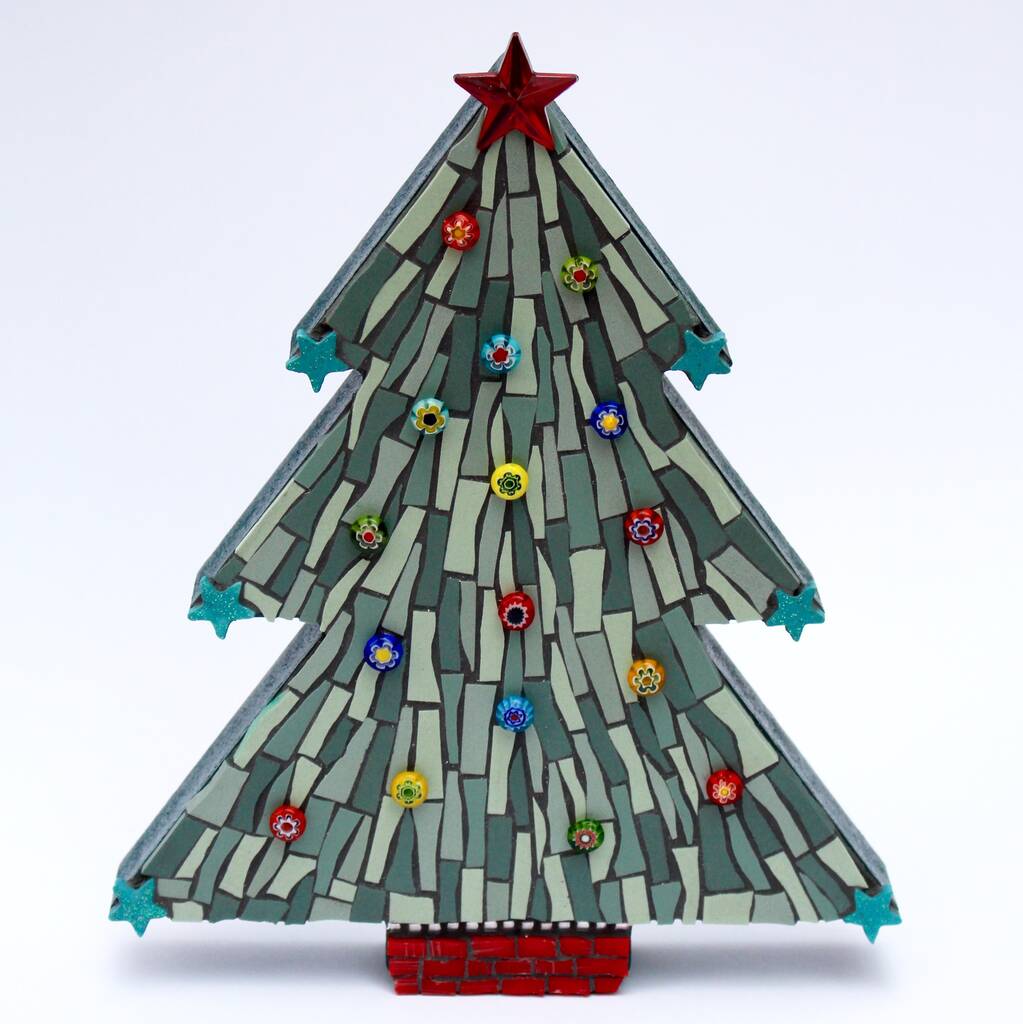 Christmas Tree Handmade Mosaic Ornament By Rana Cullimore